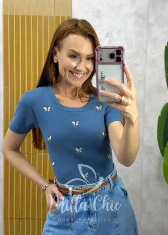 Milla Chic - Blusa Papillon - Azul