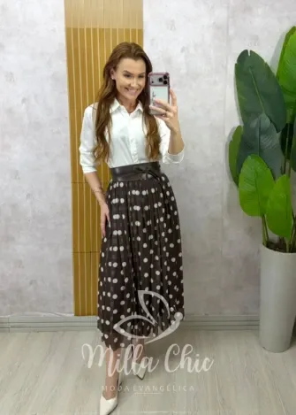 Milla Chic - Camisa Agnes em cetim - Branca