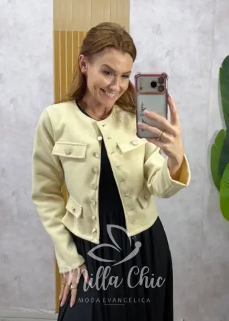 Milla Chic - Casaquinho Miriam em lã batida - Off