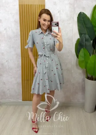 Milla Chic - Chemise Ruth em tricoline bordado