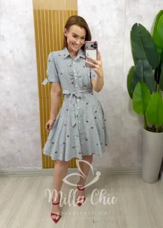 Milla Chic - Chemise Ruth em tricoline bordado