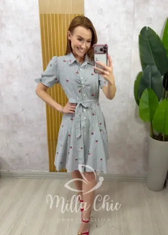 Milla Chic - Chemise Ruth em tricoline bordado