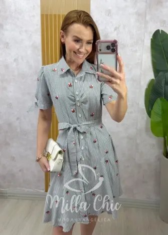 Milla Chic - Chemise Ruth em tricoline bordado