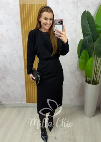 Milla Chic - Conjunto Helena em Anaruga - Preto