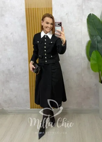 Milla Chic - Conjunto Madrid em Suedi - Preto