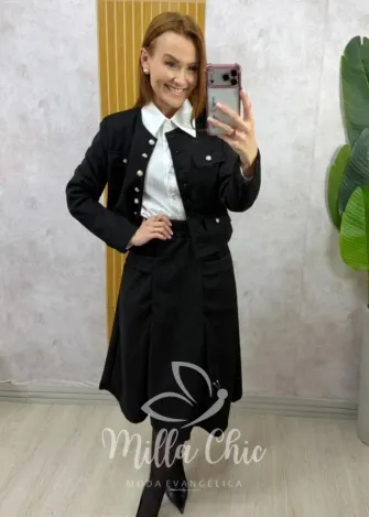 Milla Chic - Conjunto Madrid em Suedi - Preto