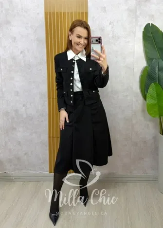 Milla Chic – Conjunto Madrid em Suedi – Preto Milla Chic - Conjunto Madrid em Suedi - Preto