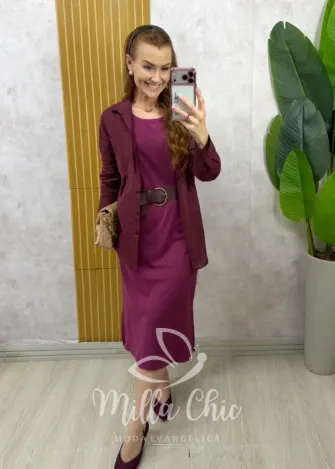 Milla Chic - Conjunto Zara vestido malha com camisa linho - Creme (cópia)