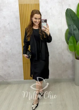 Milla Chic - Conjunto Zara vestido malha com camisa linho - Marrom (cópia)