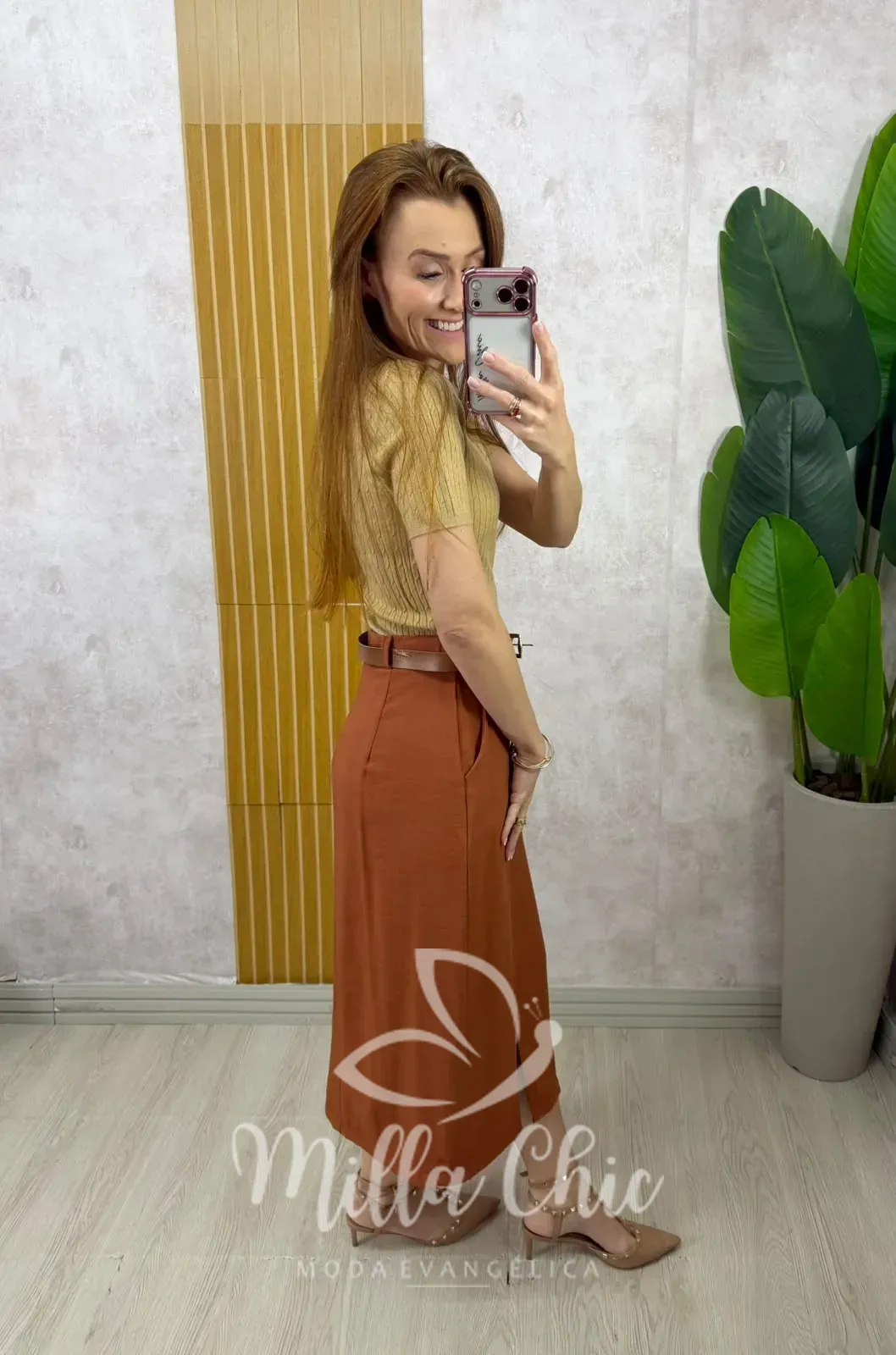 Milla Chic – Saia Andréia – Marrom Milla Chic - Saia Andréia - Marrom