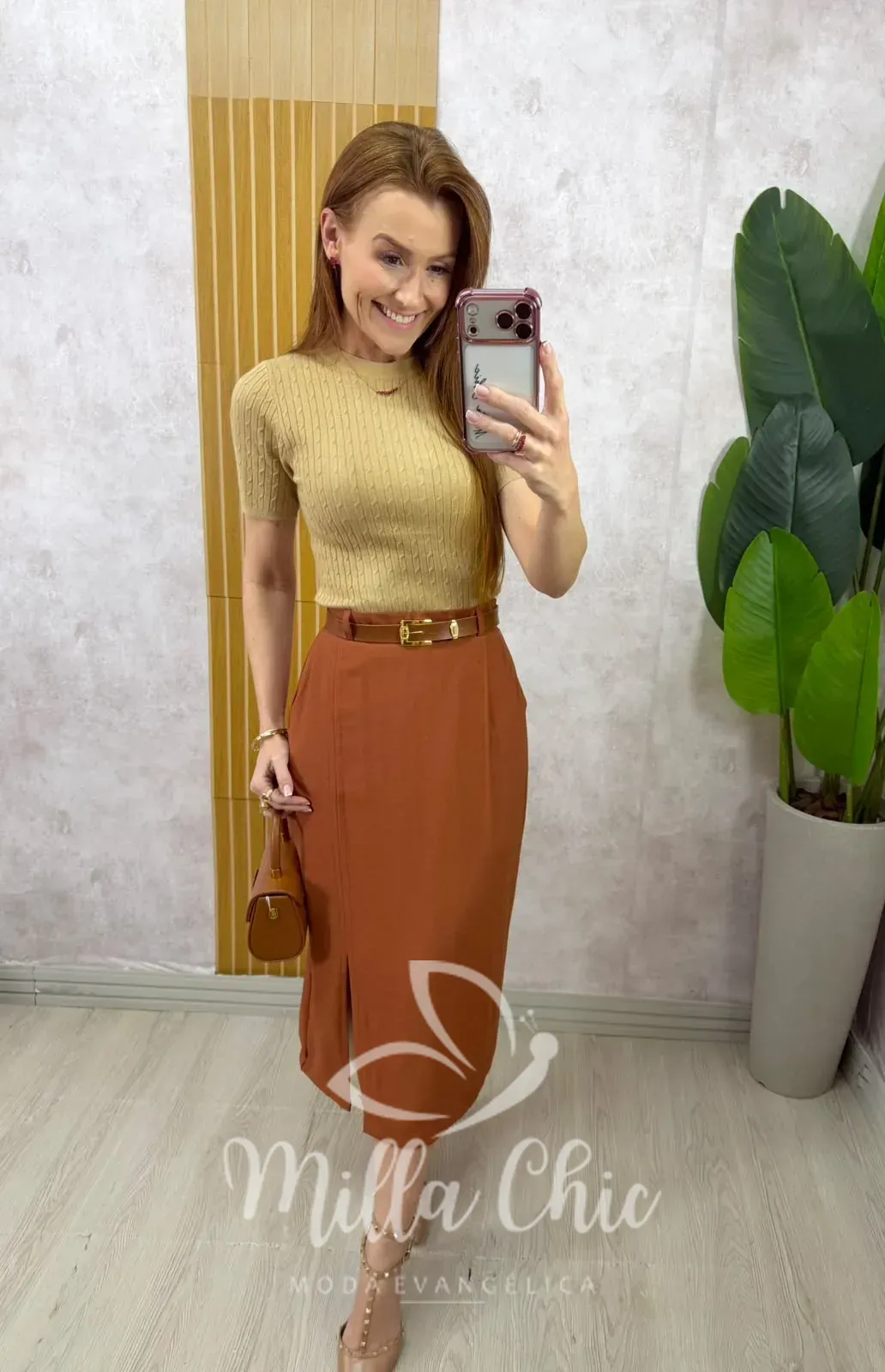 Milla Chic – Saia Andréia – Marrom Milla Chic - Saia Andréia - Marrom