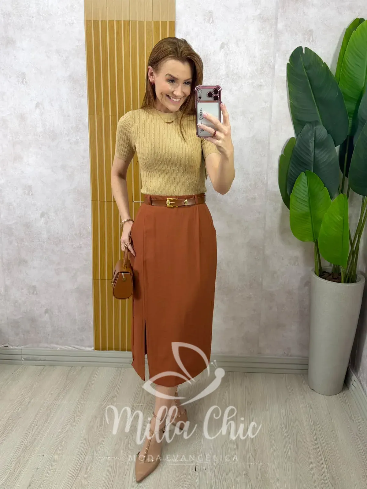 Milla Chic – Saia Andréia – Marrom Milla Chic - Saia Andréia - Marrom