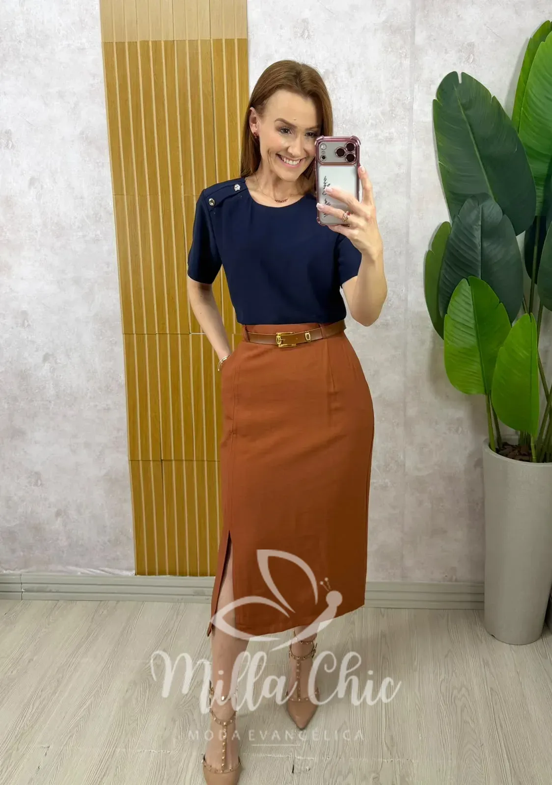 Milla Chic – Saia Andréia – Marrom Milla Chic - Saia Andréia - Marrom
