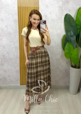 Milla Chic - Saia Antônia em tule - Poá Marrom (cópia)