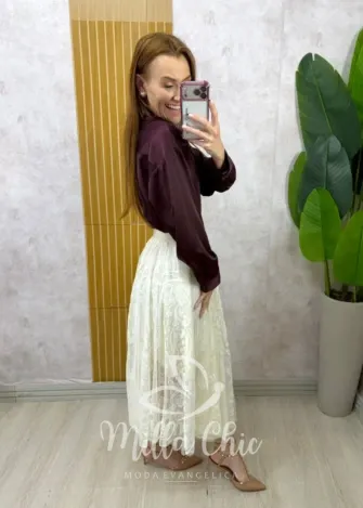 Milla Chic - Saia Brenda em renda - Branca