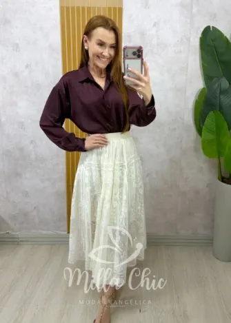 Milla Chic - Saia Brenda em renda - Branca
