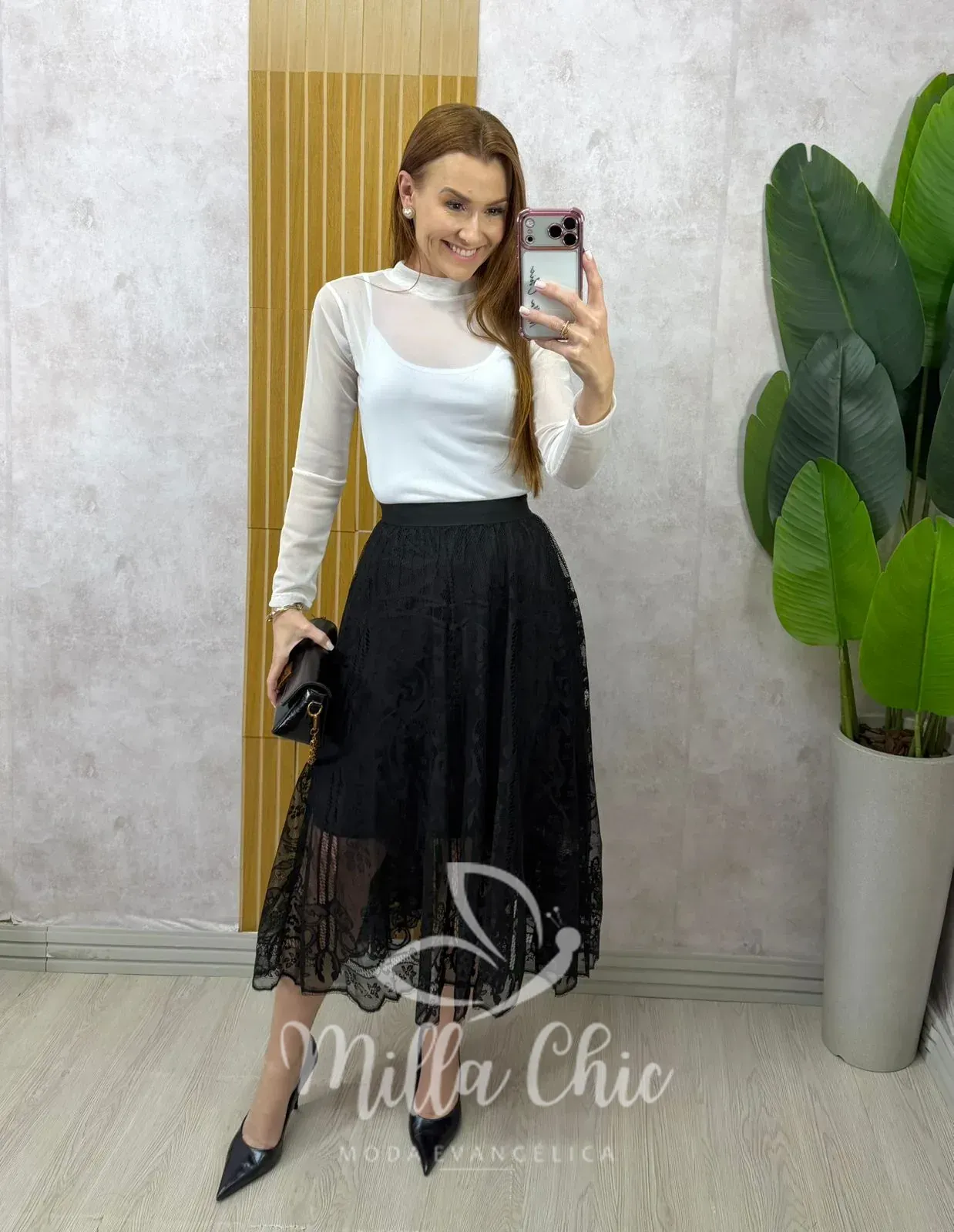 Milla Chic – Saia Brenda em renda – Preta Milla Chic - Saia Brenda em renda - Preta