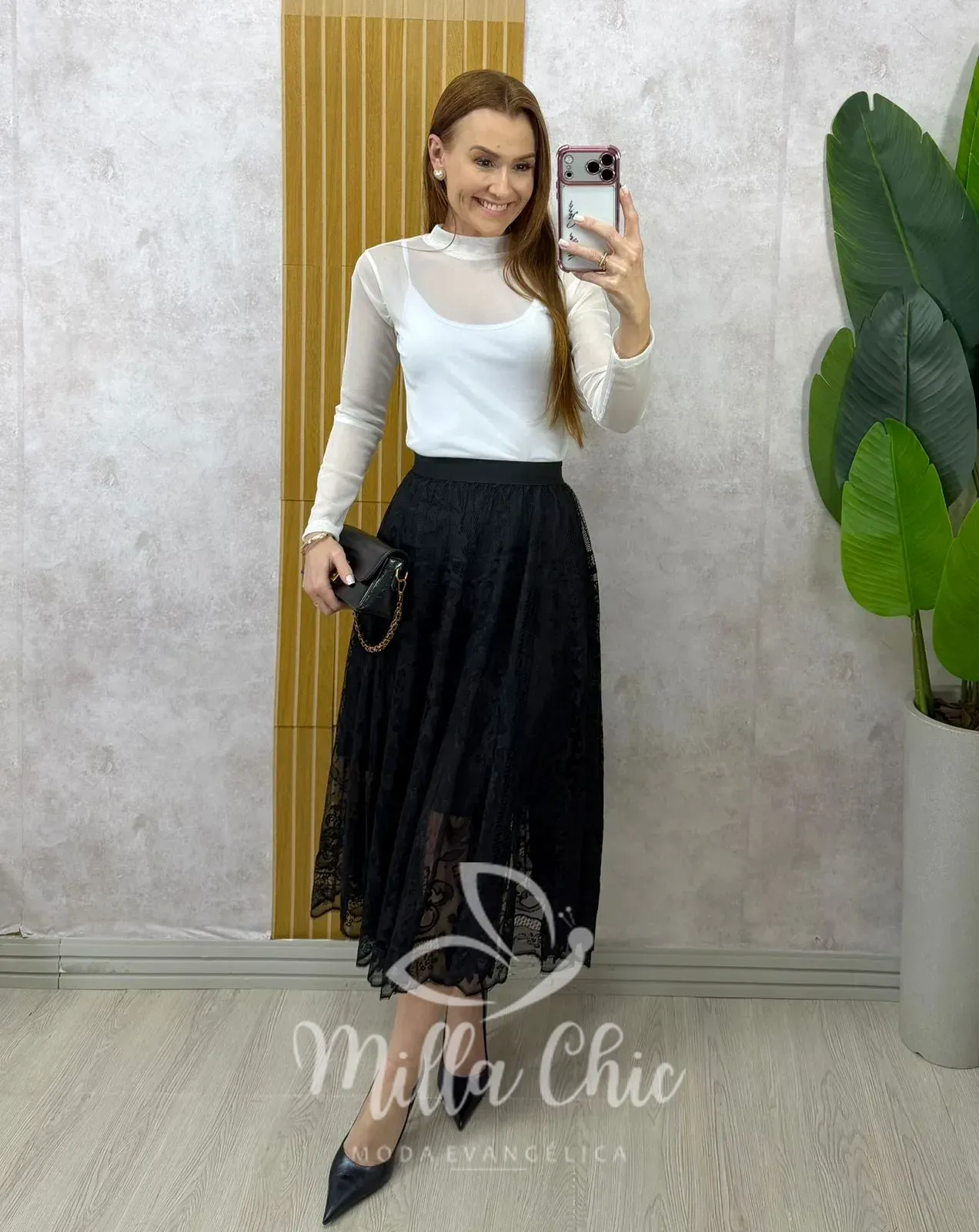 Milla Chic – Saia Brenda em renda – Preta Milla Chic - Saia Brenda em renda - Preta