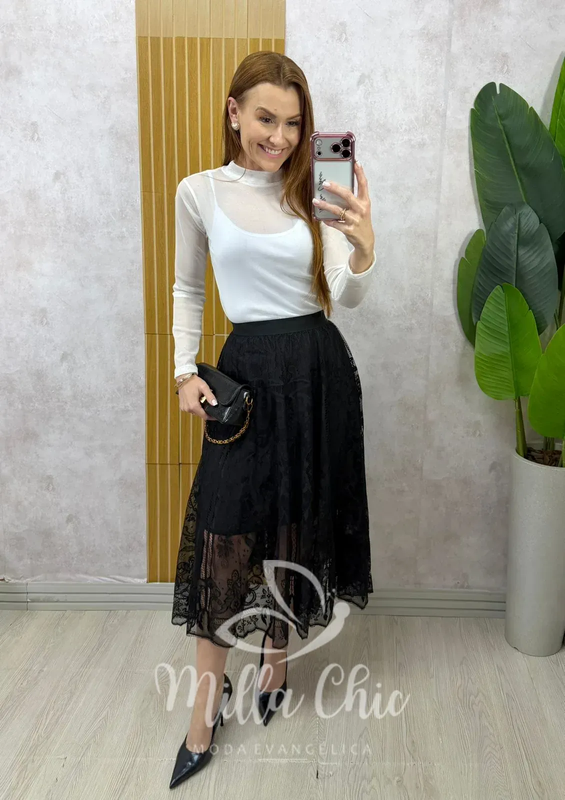 Milla Chic – Saia Brenda em renda – Preta Milla Chic - Saia Brenda em renda - Preta