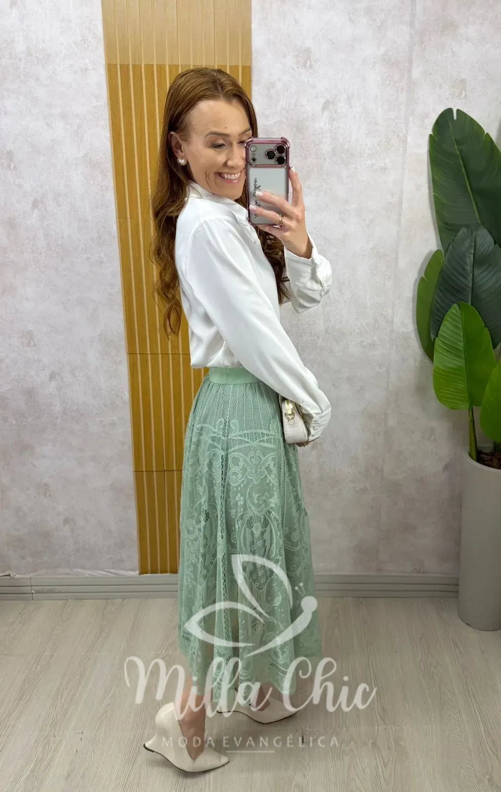 Milla Chic – Saia Brenda em renda – Verde Milla Chic - Saia Brenda em renda - Verde