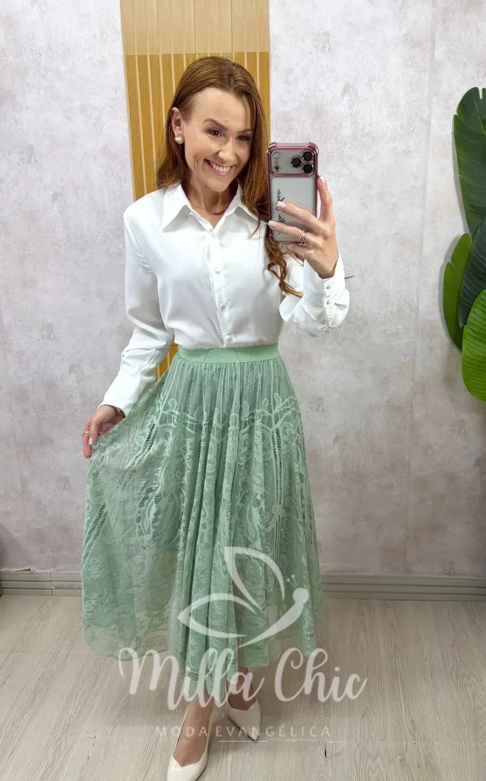 Milla Chic – Saia Brenda em renda – Verde Milla Chic - Saia Brenda em renda - Verde