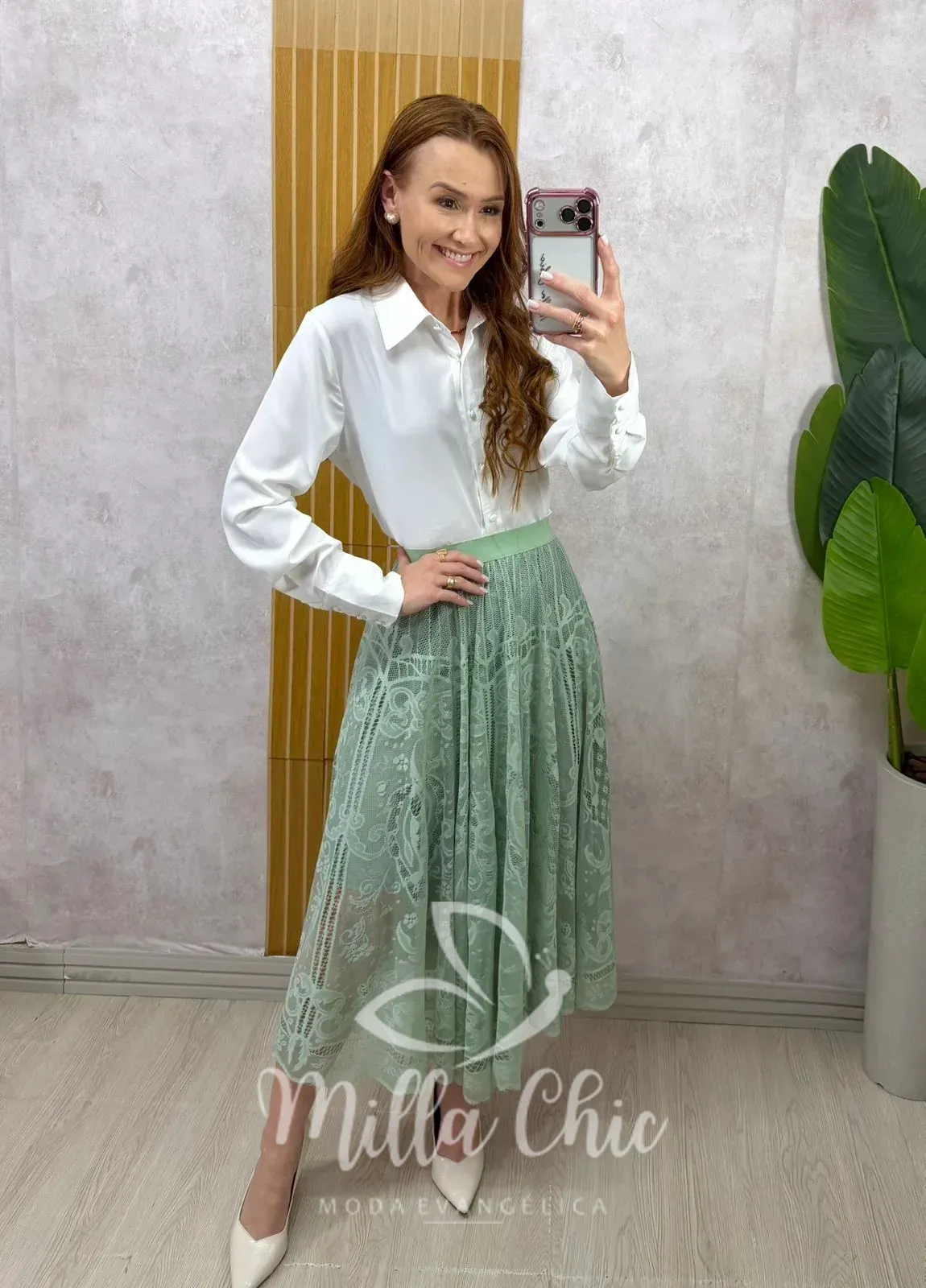Milla Chic – Saia Brenda em renda – Verde Milla Chic - Saia Brenda em renda - Verde