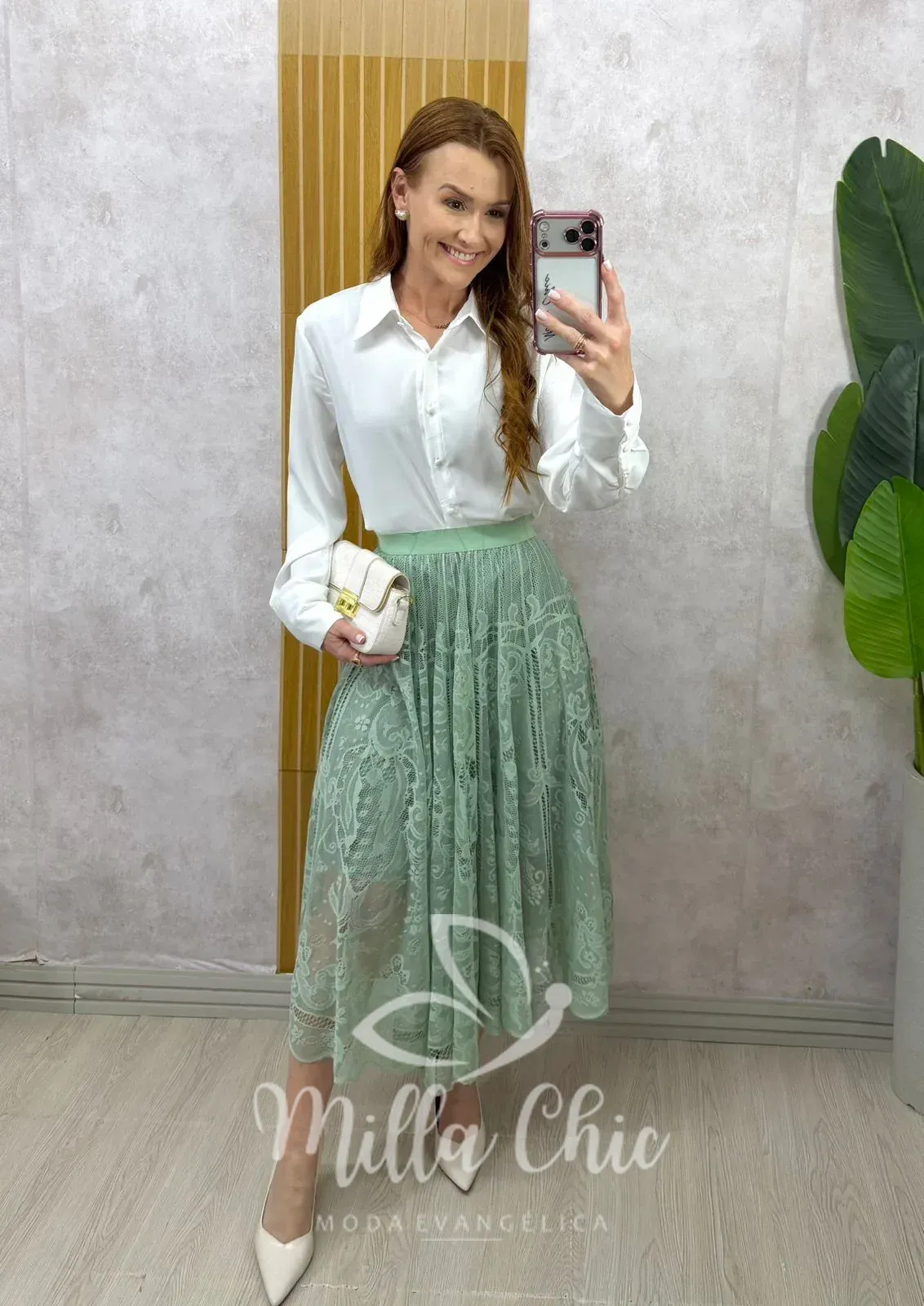 Milla Chic – Saia Brenda em renda – Verde Milla Chic - Saia Brenda em renda - Verde