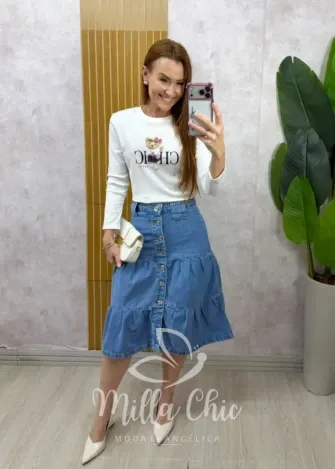 Milla Chic – Saia Jeans Lívia Milla Chic - Saia Jeans Lívia
