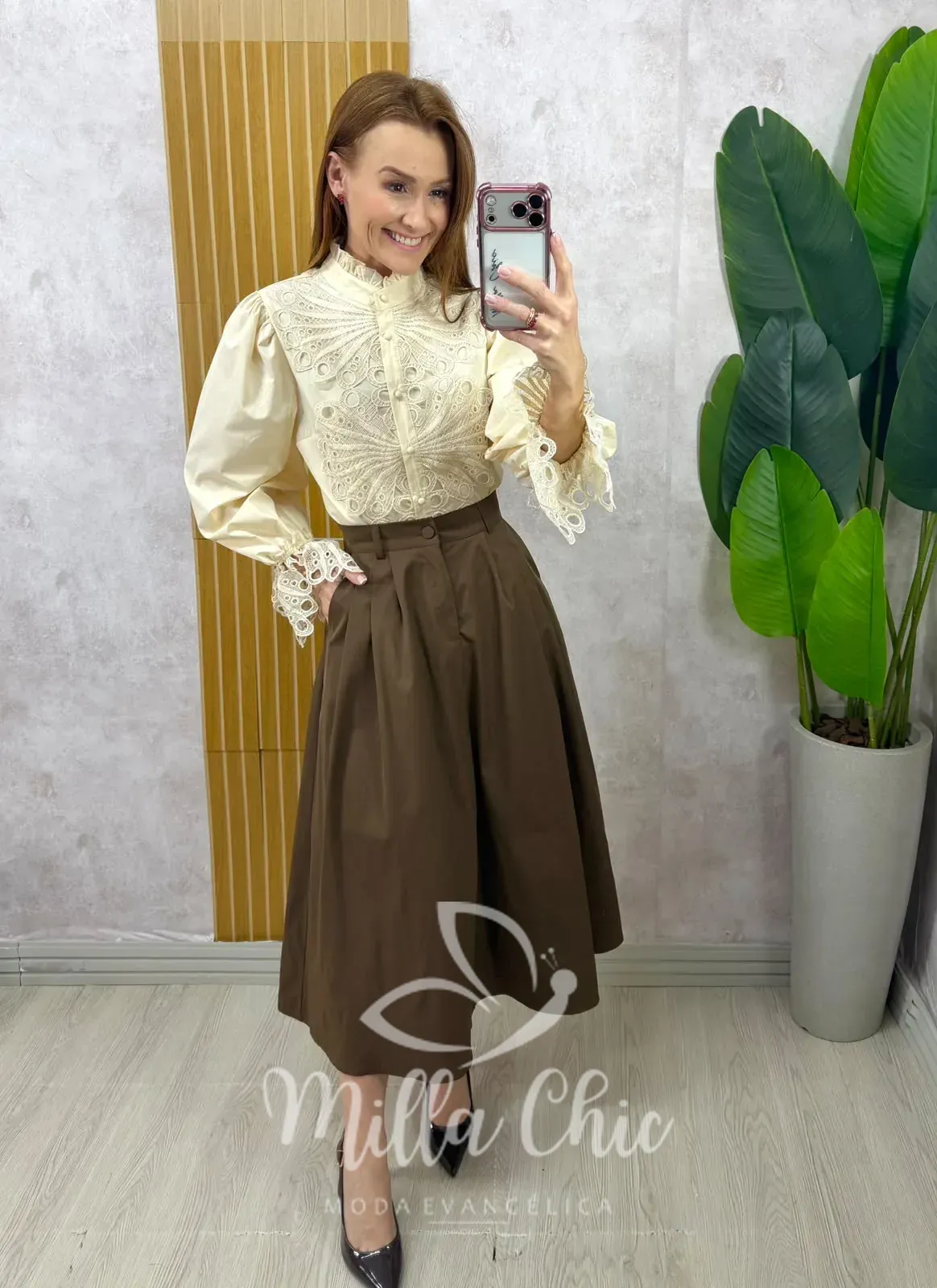 Milla Chic – Saia Marilda – Marrom Milla Chic - Saia Marilda - Marrom