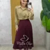Milla Chic - Saia Plissada Augusta Mídi - Beterraba