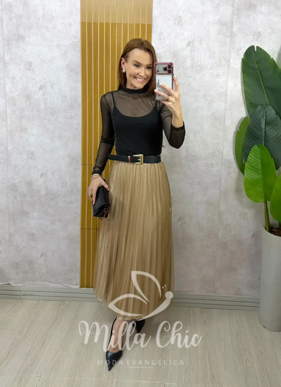 Milla Chic – Saia Roberta em tule plissado – Bege Milla Chic - Saia Roberta em tule plissado - Bege