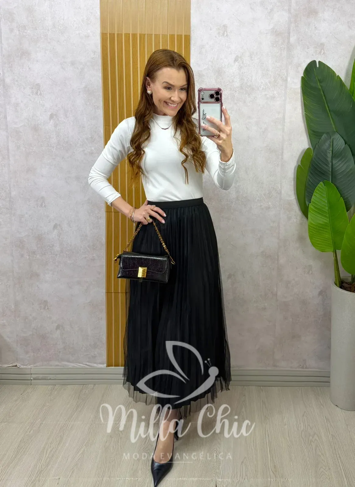 Milla Chic – Saia Roberta em tule plissado – Preta Milla Chic - Saia Roberta em tule plissado - Preta