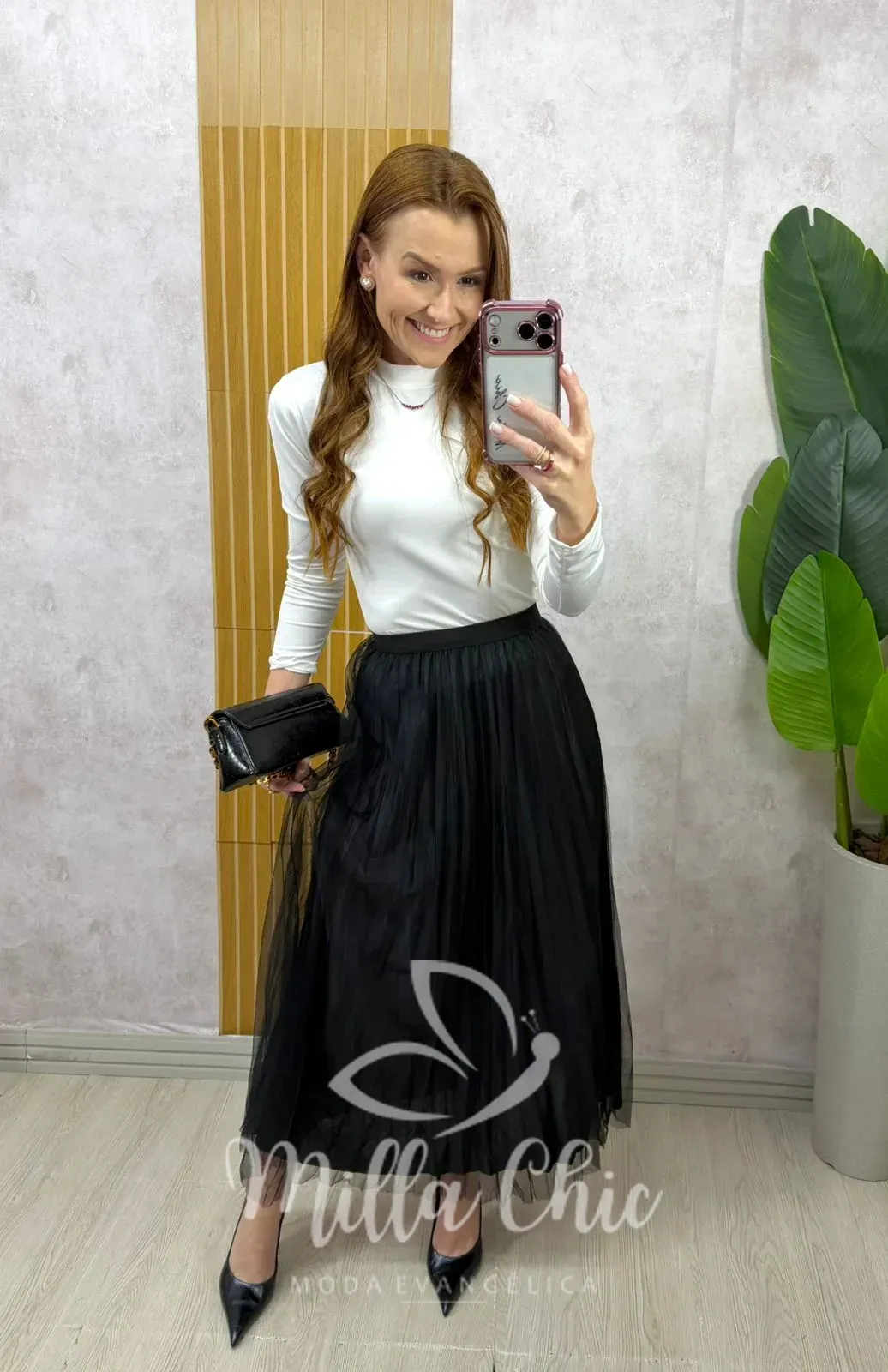 Milla Chic – Saia Roberta em tule plissado – Preta Milla Chic - Saia Roberta em tule plissado - Preta