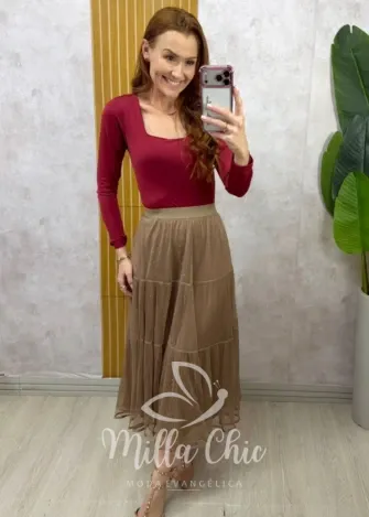 Milla Chic - Saia Roberta em tule plissado - Preta (cópia)