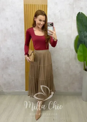 Milla Chic - Saia Roberta em tule plissado -  Preta (cópia)