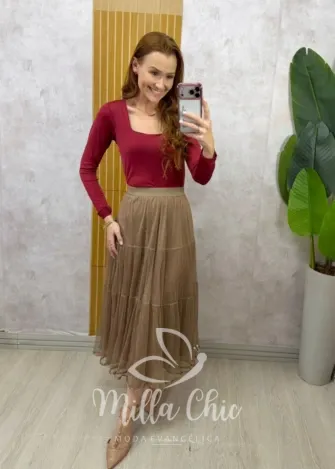 Milla Chic - Saia Roberta em tule plissado - Preta (cópia)