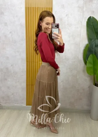 Milla Chic - Saia Roberta em tule plissado - Preta (cópia)