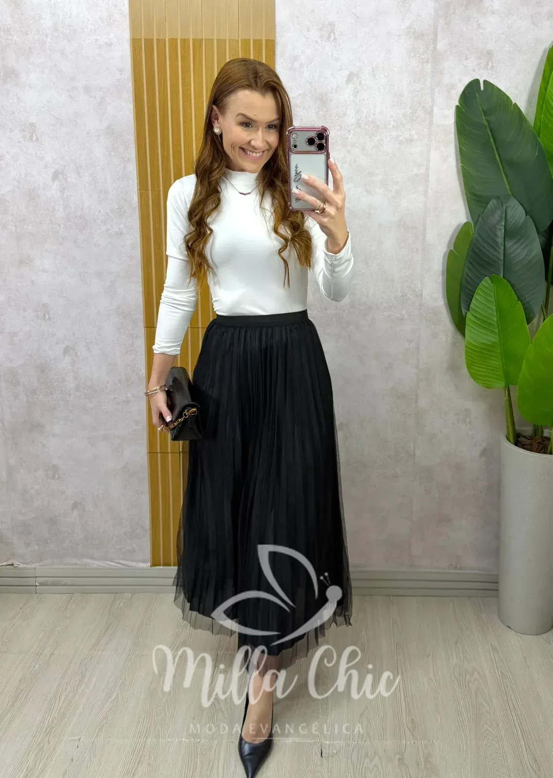 Milla Chic – Saia Roberta em tule plissado – Preta Milla Chic - Saia Roberta em tule plissado - Preta