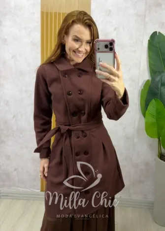 Milla Chic – Sobretudo Milão em lã batida – Marrom Milla Chic - Sobretudo Milão em lã batida - Marrom