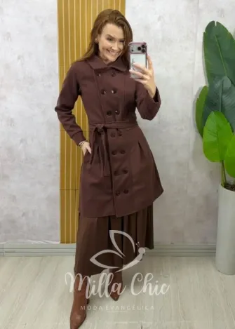 Milla Chic - Sobretudo Milão em lã batida - Marrom