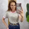 Milla Chic - Tshirt Carol em Viscolycra - Rosa e Marrom