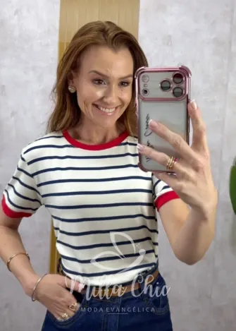 Milla Chic - Tshirt Carol em Viscolycra - Rosa e Marrom (cópia)