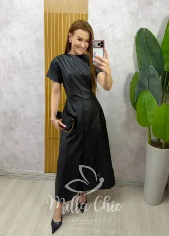 Milla Chic - Vestido Cassandra em P.U - Preto