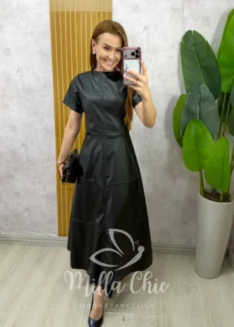 Milla Chic - Vestido Cassandra em P.U - Preto