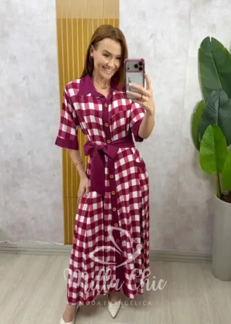 Milla Chic - Vestido Chemise Amélia - Rosa e Branco