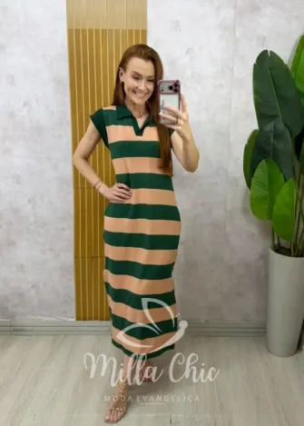 Milla Chic - Vestido Comfy Mada em Moletinho - Verde e B