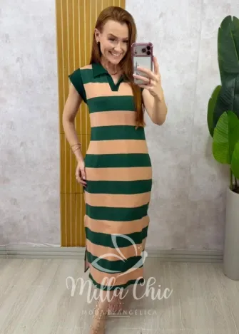 Milla Chic – Vestido Comfy Mada em Moletinho – Verde e B Milla Chic - Vestido Comfy Mada em Moletinho - Verde e B