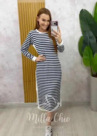 Milla Chic - Vestido Comfy Sayuri em Moletinho - Azul
