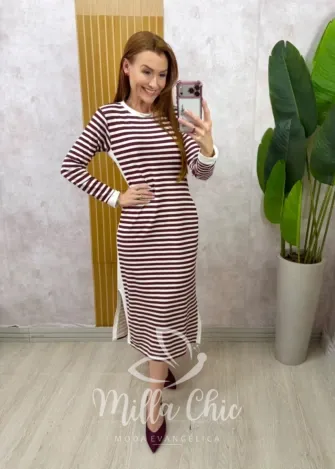 Milla Chic - Vestido Comfy Sayuri em Moletinho - Bordô