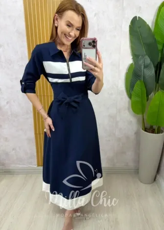Milla Chic - Vestido Filipa - Azul Marinho